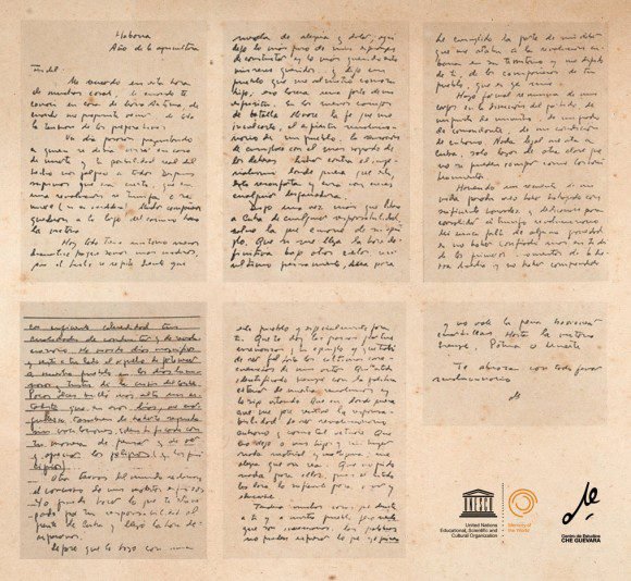 Facsímil de la carta de despedida del Che.